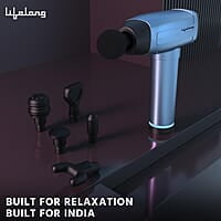 Lifelong Gun Massager Percussion for Full Body Pain Relief 6 Heads LED Touch 30 Speed Levels Premium Bag