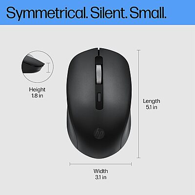 Open Box HP S1000 Silent / Lightweight, upto 1600 DPI Wireless Optical Mouse