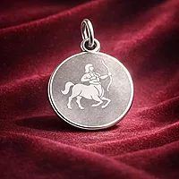 925 Sterling Silver Sagittarius Zodiac Pendant for Men & Women | Archer Astrology Charm Necklace | Round Engraved Horoscope Jewelry
