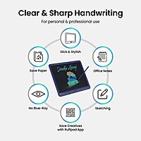 Portronics Ruffpad 15M – 15" LCD Writing Pad with App, Blue. Perfect for notes, sketches, and reminders. Lightweight, portable, and eco-friendly. Ideal for students and professionals alike.