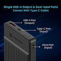 Portronics 2253 Luxcell B 12 10K Power Bank – 10000mAh | 12W Charging  | Black