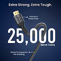 Portronics Konnect Stream – 5M HDMI Cable, 4K@60Hz, Grey, high-speed transmission, supports 3D, audio return channel, perfect for gaming and streaming, durable design, ideal for home theater setups.