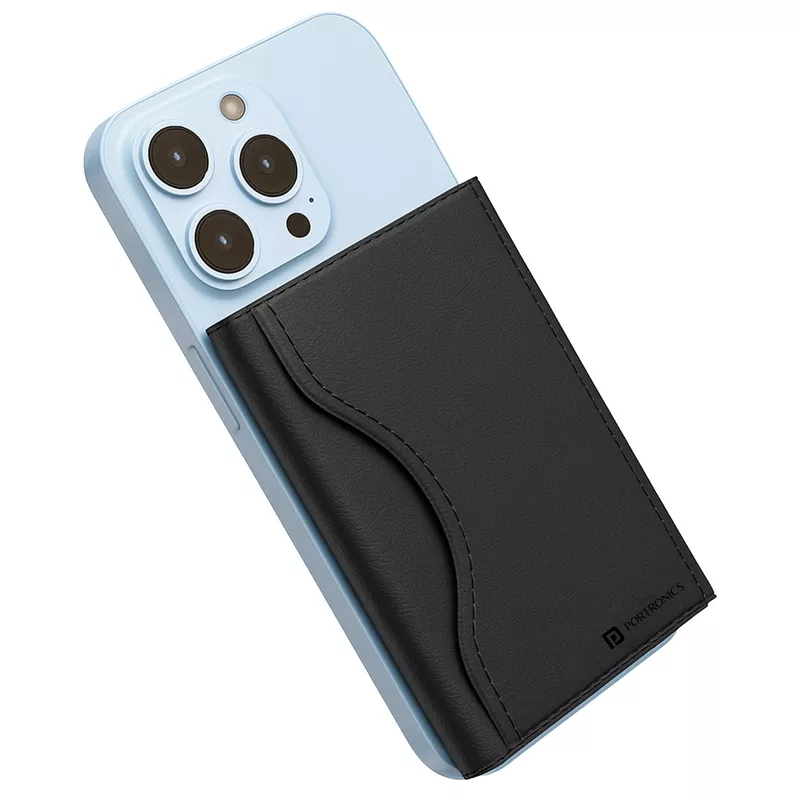 Portronics 3194 Wallet X – Magnetic 3-Fold Card Holder | Black | 6 Months Warranty