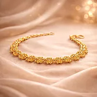 Impon Gold Plated Lakshmi Coin Bracelet for Women | Traditional Temple Design Hand Chain | Goddess Lakshmi Motif Jewelry