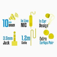 Zebronics Zeb-BRO PRO in Ear Wired Stereo Earphones with Mic, 3.5mm Audio Input Jack, 10mm Drivers, in-Line Mic, 1.2 Metre Cable