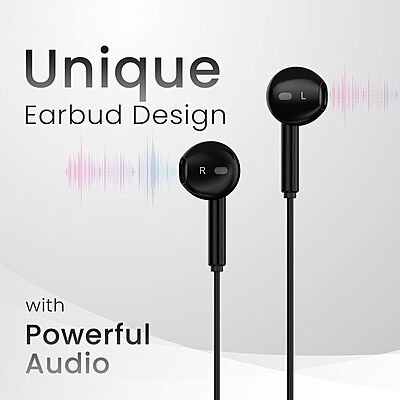 Portronics Conch Theta A – 3.5mm Earphones, Mic, Black. Enjoy clear sound and hands-free calling with these stylish earphones. Perfect for music lovers and on-the-go convenience.