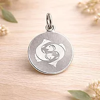 925 Sterling Silver Pisces Zodiac Pendant for Men & Women | Astrology Fish Charm Necklace | Round Engraved Horoscope Jewelry