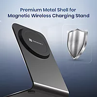 Portronics Flux 2 – 15W Qi2 Wireless Charger for iPhone 16–12, sleek design, fast charging, compatible with Qi-enabled devices, lightweight, portable, perfect for home and office use.