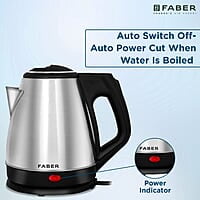 Faber Electric Kettle with Stainless Steel Body, FK 1.8 litres boiler for Water, SS