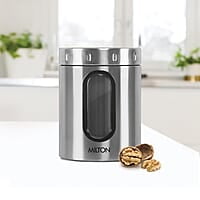 MILTON Steel Crispy 1000 Storage Jar, 1 Litre, Silver  Light Weight Odour Proof Dishwasher Safe