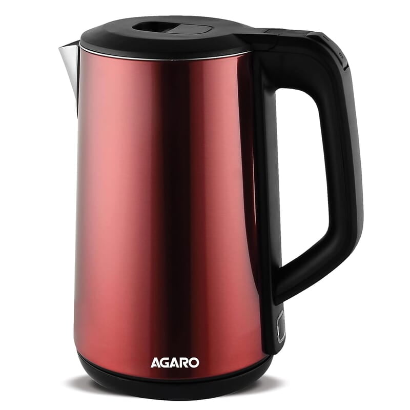 AGARO Insignia Electric Kettle, 1.8L, Double Layered Kettle, 100% Stainless Steel Inner Metallic Red