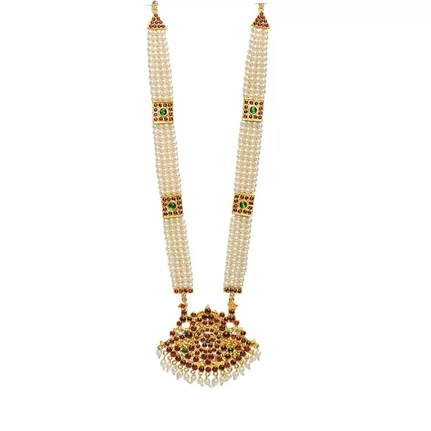 Bharatanatyam Long Necklace | Traditional Temple Dance Jewelry Haram