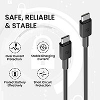 Portronics Link C Square – 100W Type-C Cable, 1M Black, fast charging, durable design, compatible with various devices, high-speed data transfer, tangle-free, perfect for home and office use.