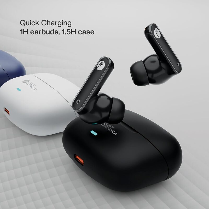 Just Corseca JC Silver TWS Earbuds – Bluetooth 5.4 | 10mm Drivers | 35H Playtime | Black & Orange