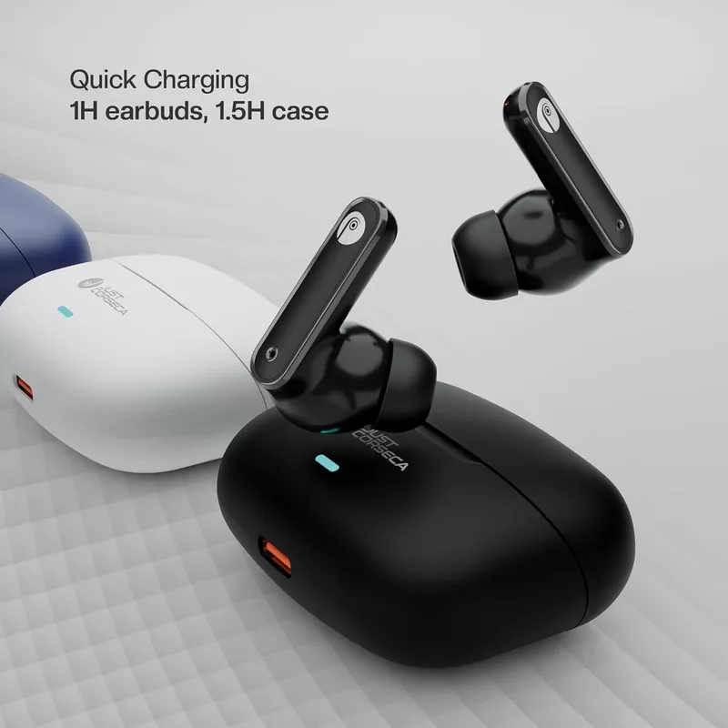 Just Corseca JC Silver TWS Earbuds – Bluetooth 5.4 | 10mm Drivers | 35H Playtime | Black & Orange