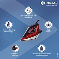 Bajaj Splendora 1100 Watts Dry Iron, Red & Black