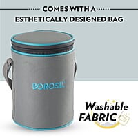 Borosil Carry Fresh Prime Stainless Steel Luncboxes with Carry Bag, Set of 3 (280 ml x 2, 180 ml x 1)