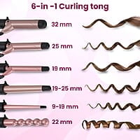 AGARO HS1707 6-in-1 Multi Hair Styler, Curling Wand Set, Instant Heat Up, 6 Interchangeable Barrels