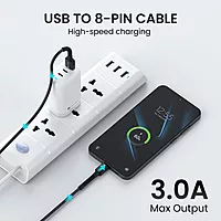Portronics POR 2160 Konnect X USB-A to Lightning Cable – 3A | Braided | 2m Black