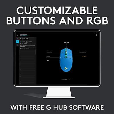 LOGITECH LIGHT SYNC WIRED GAMING MOUSE  G203-Blue