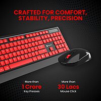 Portronics Key5 Wireless Combo | Full-Size Keyboard, USB, 1200 DPI Optical Mouse, Ergonomic Design, Long Battery Life, Plug and Play, Ideal for Home and Office Use, Sleek and Stylish.
