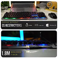 LAPCARE Champ Gaming Series ALFA Keyboard 8 – Rainbow Backlight | Multicolor LED Effects | Metal Cover & Plastic Shell | Anti-Ghosting Keys | Multimedia Hotkeys | Golden USB Cable