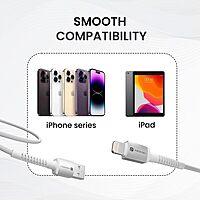 Portronics Konnect X – USB to 8-Pin Cable, 3A, 1M, White. Fast charging and data transfer, durable design, compatible with all 8-pin devices. Perfect for everyday use and travel.