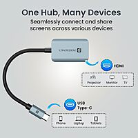 Portronics Mport X – Type-C to HDMI Adapter, 4K @ 60Hz, connects Type-C devices to HDMI displays, ensuring stunning visuals.