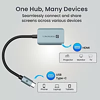Portronics Mport X – Type-C to HDMI Adapter, 4K @ 60Hz, connects Type-C devices to HDMI displays, ensuring stunning visuals.