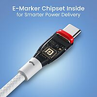 POR 3232 Konnect B C-C 100W – Type-C to Type-C Braided Cable | 100W | 1.5M | White | 06 Months