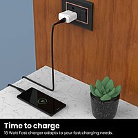 Portronics Adapto 40C This 18W USB charger comes with a Type-C cable, ensuring fast and efficient charging for all your gadgets. Compact and reliable!