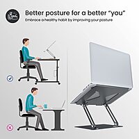 Portronics K7 Laptop Stand – Grey, Adjustable & Ergonomic