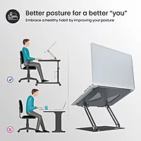 Portronics My Buddy K7 Laptop Stand – Metal Build | Foldable & Extendable | Grey | 1 Year Warranty