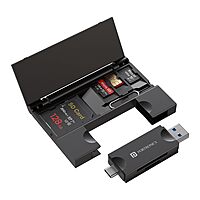 Portronics Mport 30 Plus Card Reader – USB Type-C & USB Dock | SD & microSD Support | Black