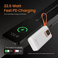 Portronics Ampbox 10K Power Bank 10000mAh – 22.5W Fast Charging | Type-C PD | White