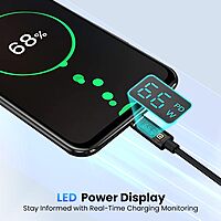Portronics Konnect View – 66W Type-C Cable, LED Indicator, 1.2M Length, Fast Charging, Durable Design, Compatible with Laptops, Smartphones, and Tablets, Ideal for Home and Office Use.