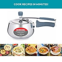 Borosil Pronto Edge Induction Base Inner Lid Stainless Steel Pressure Cooker, 5 L