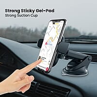 Portronics Clamp M2 Adjustable Car Mobile Phone Holder Stand for Dashboard & Windshield, 360° Rotational, Strong Suction Cup, Compatible with 4 to 6 inch Devices