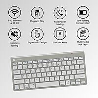 Portronics Bubble Max Wireless Keyboard – Bluetooth + 2.4GHz Dual Connectivity | Noiseless Keys | Connect Up to 2 Devices | Spill-Resistant Compact Design | Green