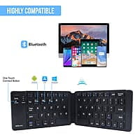 Portronics Chicklet Foldable QWERTY Keyboard, Mini Pocket Sized, Rechargeable, Bluetooth Wireless, One Touch Connect Button