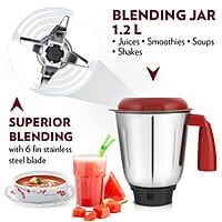 Borosil Best Mixer Grinder, For Wet/Dry Mixing & Grinding, 500 Watts, 3 Jars (400 ml Chutney Jar, 1.5 L Blending Jar, 1 L Grinding Jar), Mixie For Kitchen