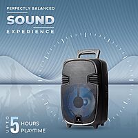 lapcare Enjoy 20 W stereo sound with LAPSONIC I LTS‑609: portable trolley speaker with wired mic, Bluetooth/USB/AUX/FM support & up to 4 hours playback