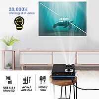 ZEBRONICS ZEB-LP2000M Full HD Home Theatre Projector with Miracast, DLNA/Airplay Support, Built in Speaker, HDMI/VGA, 1080p Support and Remote Control
