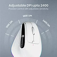 Portronics Toad Ergo 3 Black Mouse – Wireless, RGB, 2400 DPI, ergonomic design for comfort, customizable buttons, high precision tracking, perfect for gaming and productivity, sleek, appearance.