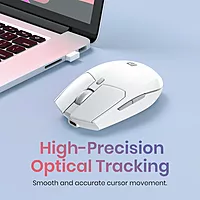 Portronics Toad 36 Wireless Mouse – 2.4GHz | Rechargeable | 6 Buttons | 1600 DPI | Ergonomic Thumb Support | Universal Compatibility | Built-in Battery | For Windows/Mac/Android/iOS | White
