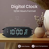 Portronics VoltClock – A sleek wireless charger featuring an alarm clock and temperature display. Perfect for bedside use, it combines functionality with modern design for your convenience.
