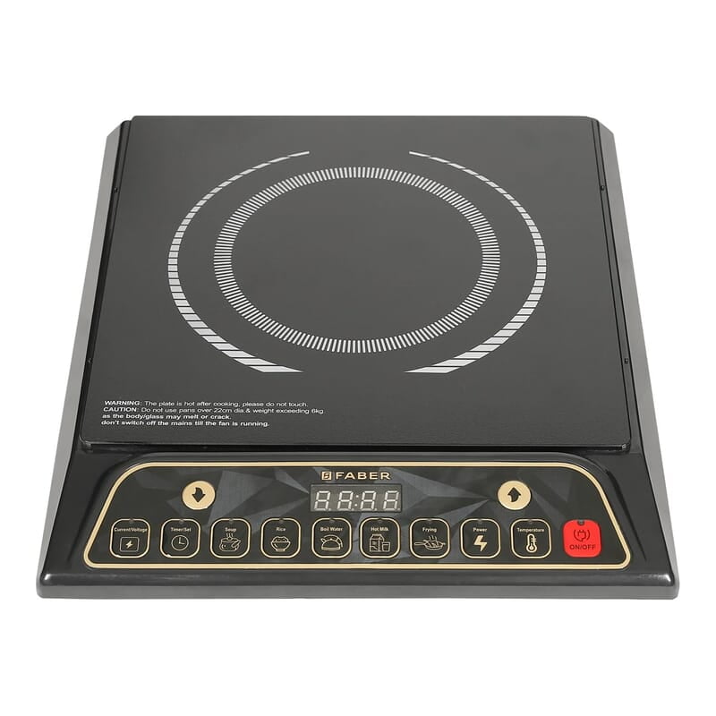 Faber Zion 1600W Induction Stove 5 Auto-Cook Functions, Auto Pan Detection, Preset Timer, Overheat Protection