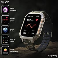 Vibez by Lifelong Trooper Smart Watch for Men 2.02” Always On Display AMOLED, 550 NITS, 60Hz Refresh Rate