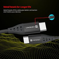 POR 1646 Konnect C1 C-C – 20W USB-C to USB-C Braided Cable | 1M | Black | 06 Months