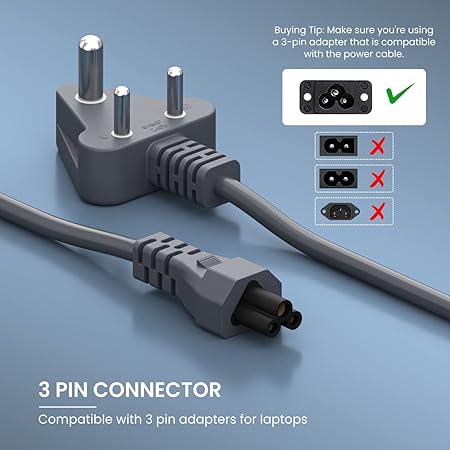 Portronics Konnect G2 Laptop Power Cable with 3PIN Clover Power Connector, 1.5M Cord Length, 350W Load Capacity(Grey) Portronics Konnect G2 Laptop Power Cable with 3PIN Clover Power Connector, 1.5M Cord Length, 350W Load Capacity(Grey)
